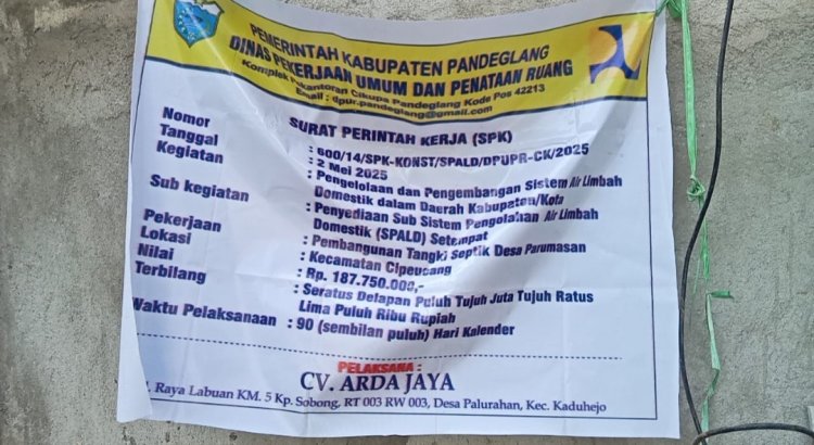 Diduga Kades Parumasan Cipeucang Jadi Calo Proyek Pembangunan Tangki Septik Sub, Disoal Aktivis Pandeglang