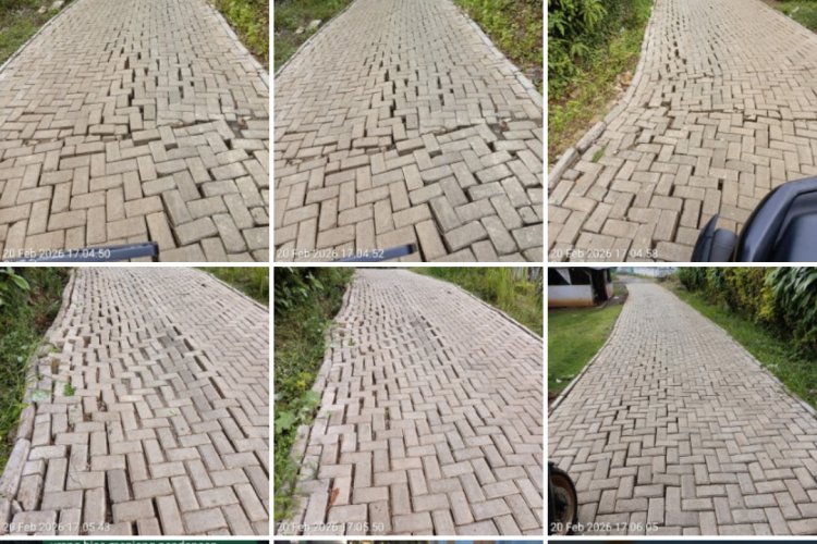 Program Pembangunan PSU di Cisereh Disorot, Baru Seumur Jagung Jalan Paving Block Sudah Amburadul