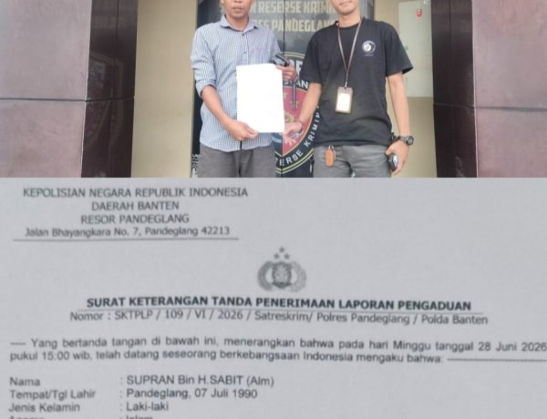 Akun Facebook Maya Septiani, Dilaporkan Ke Polres Pandeglang Terkait Dugaan Pencemaran Nama Baik Advokat Moh. Supran, SH
