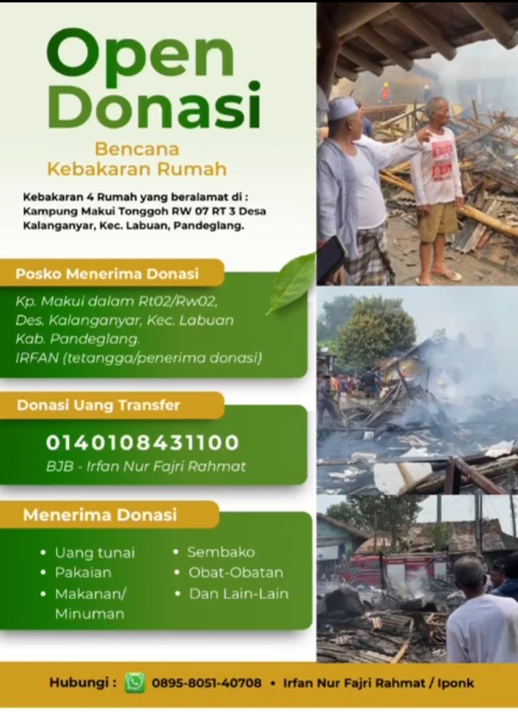 Empat Rumah Hangus Terbakar di Kalanganyar Labuan, Warga Buka Donasi untuk Korban  ‎
