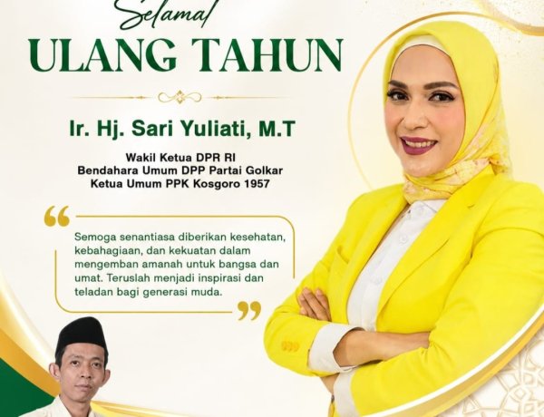 Ketua OKK PP AMMDI, Ade M. Bahtiar, Sampaikan Selamat Ulang Tahun Kepada Ibu Sari Yulianti, Wakil Ketua DPR RI juga Bendahara Umum DPP Partai Golkar