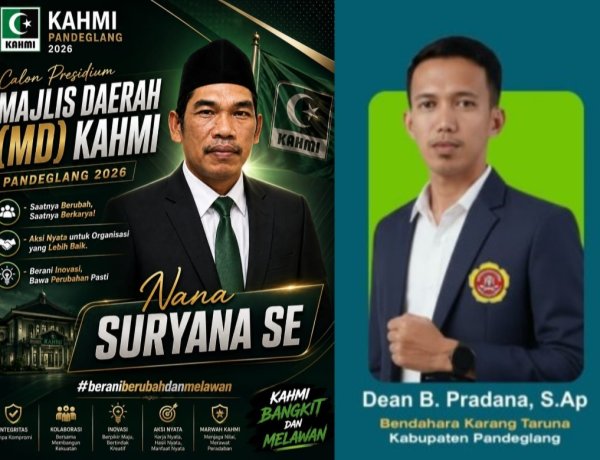 Nana Suryana (Gatuel) Terpilih Sebagai Presidium MD KAHMI Pandeglang Pada Musda IV, Bendahara Karang Taruna Pandeglang Dean Bayu Pradana Sampaikan Selamat