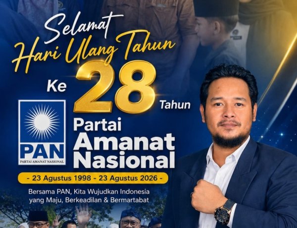 Dede Abdurrahman, Ketua BPC HIPKA Pandeglang Sampaikan Dirgahayu Partai Amanat Nasional (PAN) Ke-28 Tahun 2026