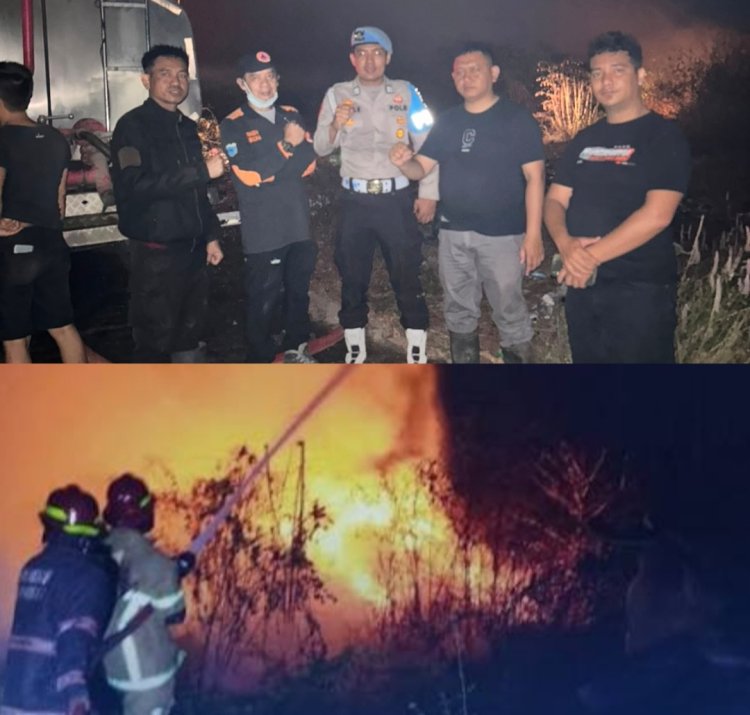 Porsonil Polsek Cikedal Polres Pandeglang Bersama BPBDPK, Kecamatan Cikedal dan Pemdes Karyautama Lakukan Pemadaman dan Penanganan Kebakaran TPA Lame Luhur Cikedal