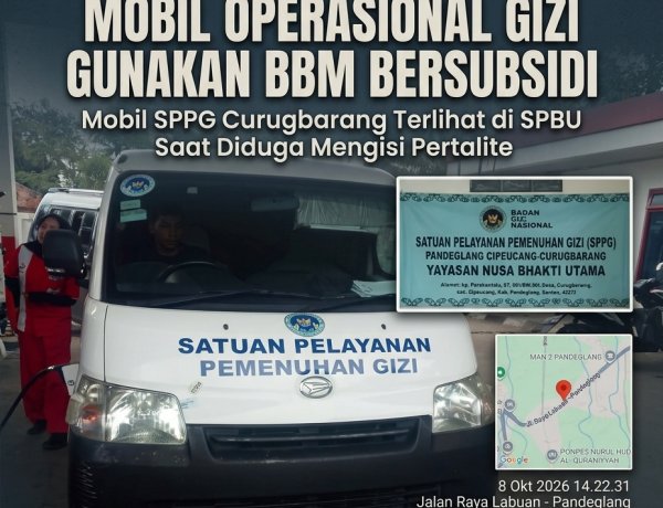 ‎Kendaraan Operasional SPPG Curugbarang Diduga Gunakan BBM Bersubsidi, SPBU 34.422.08 Cimanuk Diminta Diperiksa  ‎