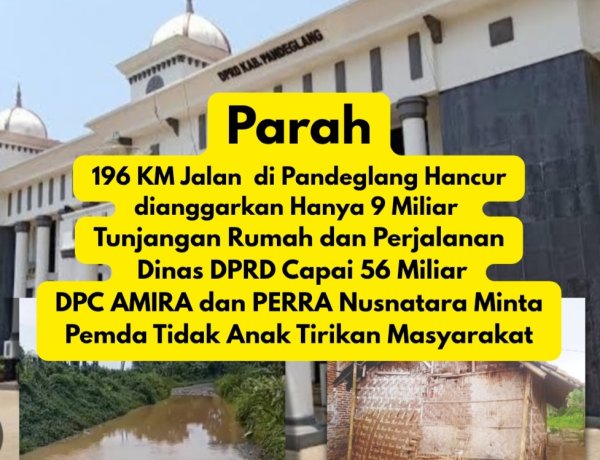 Anggaran Rumah dan Perjalanan DPRD 2026 Capai 56 Miliar, Anggaran Perbaikan Jalan Dipangkas, AMIRA dan PERRA Nusantara Minta Pemda Pandeglang Jangan Anak Tirikan Masyarakat