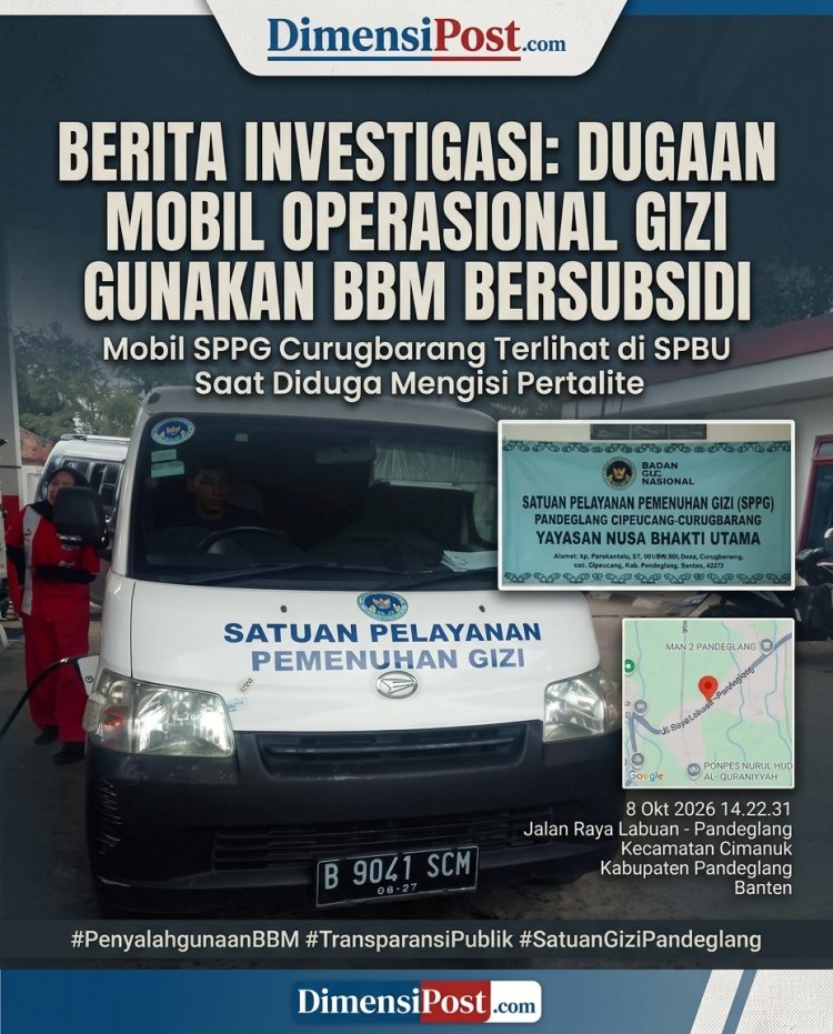 ‎Kendaraan Operasional SPPG Curugbarang Diduga Gunakan BBM Bersubsidi, SPBU 34.422.08 Cimanuk Diminta Diperiksa  ‎